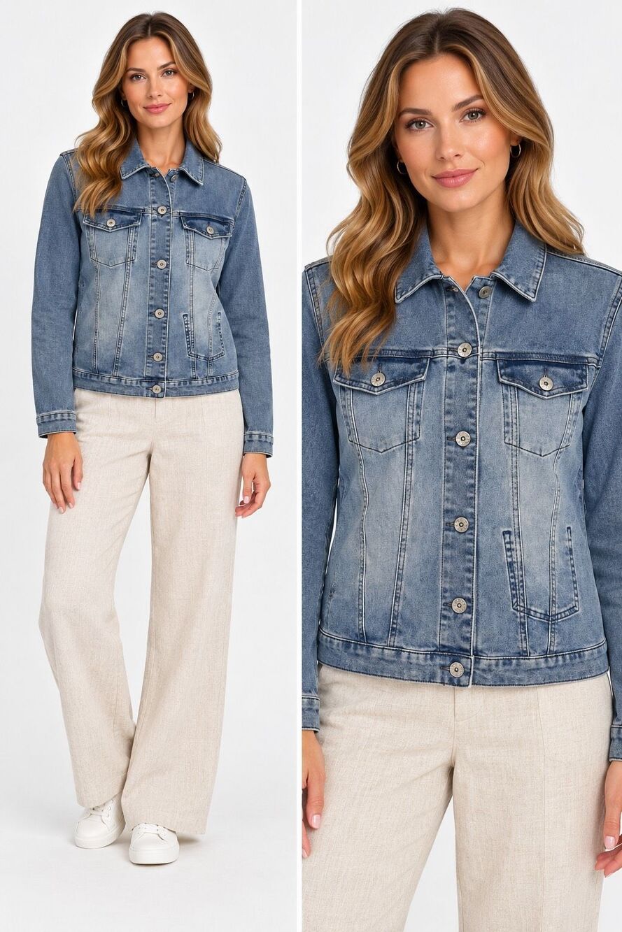 Esprit Denim Makers Soft Stretch Cotton Blend Denim Jacket Size XL Blue